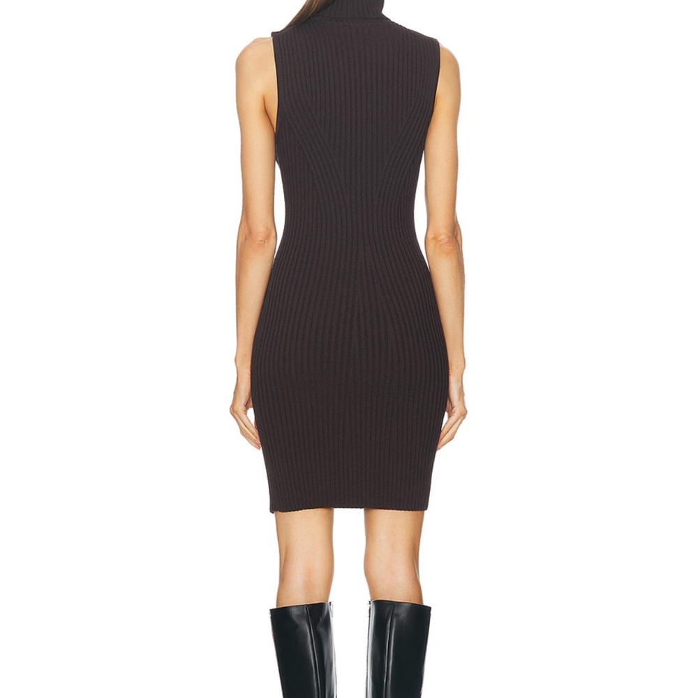 STAUD Black Sleeveless Mock Neck Ribbed Mini Dress - Picture 4 of 9